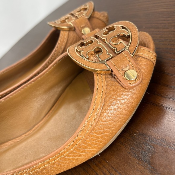 Tory Burch Shoes Women's 6.5M Brown Pebbled Leather Peep Toe Pump Wedge 11128602 - Picture 12 of 16